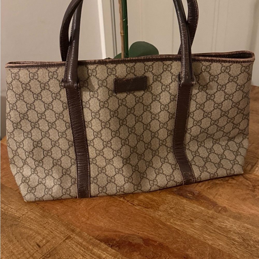 Gucci Beige and Brown Tote Bag